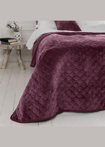 Покрывало Велюровое мягкое Бордовое размер 220х240 см ромб/круглый ТЕП (323645301)