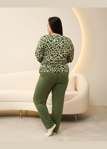 Оливкова (хакі) жіночий комплект штани та кофта рукав 3/4 Nicoletta