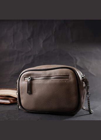 Жіноча вечірня сумка на ланцюжці з натуральної шкіри 22381 Бежева Vintage (298568168)