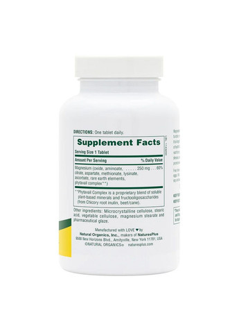 Витамины и минералы Dyno-Mins Magnesium 250 mg, 90 таблеток Natures Plus (293477244)