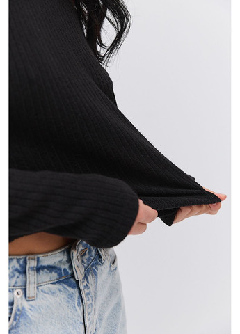 Женский теплый лонгслив в рубчик со стоячим отложным воротником Arjen (366748803)