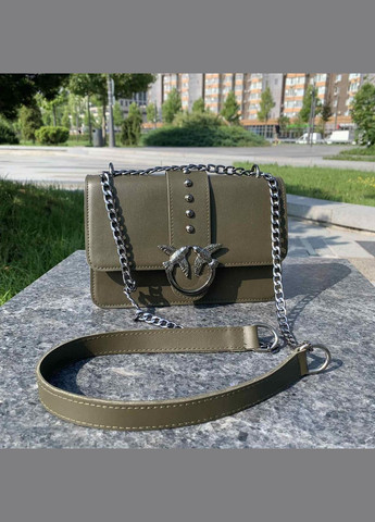 Жіноча міні сумочка клатч на плече в стилі Pinko, молочна сумка на ланцюжку з пташками пінко Рожевий No Brand (335053694)