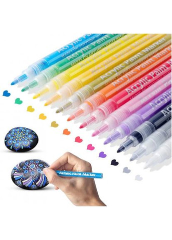 Набір акрилових маркерів для малювання на різних поверхнях 24 кольори STA (322650475)