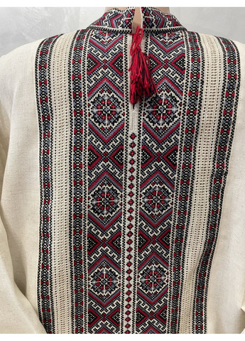 Серая стильная мужская вышиванка на сером льне ручной работы ч-2137. l (371907726)