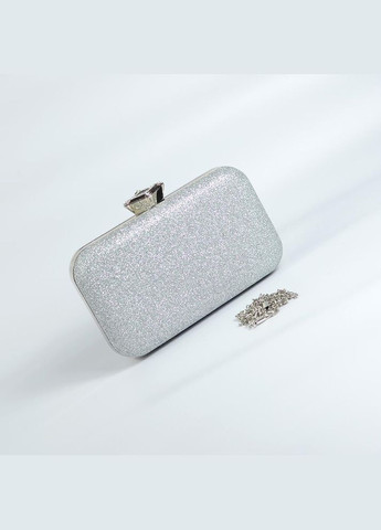 Серебристая маленькая вечерняя сумка клатч бокс с блестками мини сумочка выпускная на цепочке No Brand (293942346)