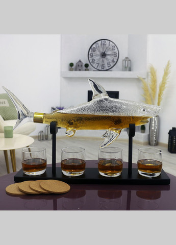 Декантер "Акула бизнеса" набор графин и 2 стакана для виски (GP241208) Гранд Презент (302254514)