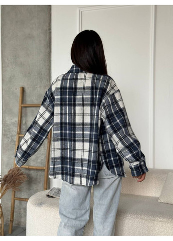 Синяя повседневный, кэжуал рубашка в клетку No Brand с длинным рукавом