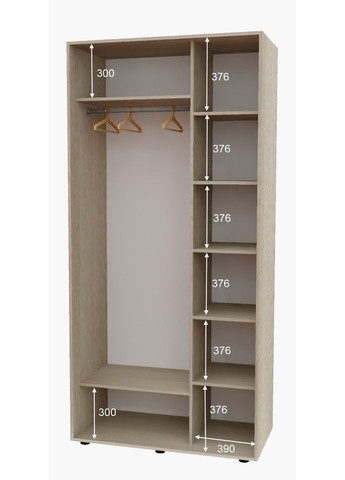 Шкаф-купе двухдверный 120*60*250 см Дуб Шамони светлый 2 двери ДСП Алекса (360444080)