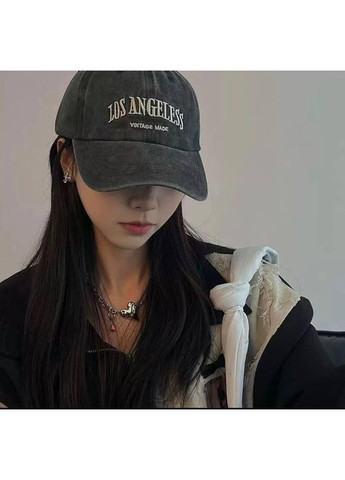 Кепка сіра LA унісекс 100% котон регульована літня стильна повсякденна з написом прямий козирок 55–58 см вінтажна No Brand (364859632)