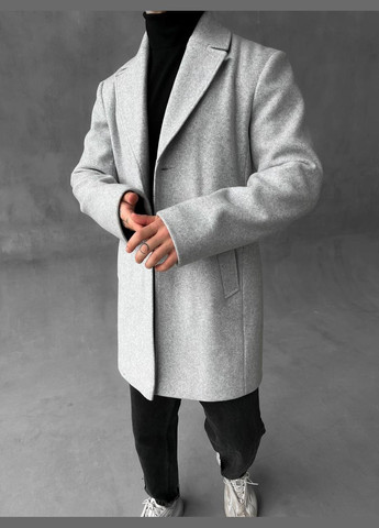 Сіре демісезонне Пальто чоловіче демісезонне однобортне No Brand