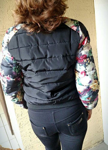 Черное кэжуал стеганная куртка с принтом куртка-пиджак FS с цветочным принтом