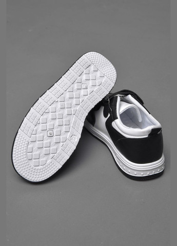 Чорно-білі осінні кросівки дитячі чорно-білого кольору на ліпучці та шнурівці Let's Shop