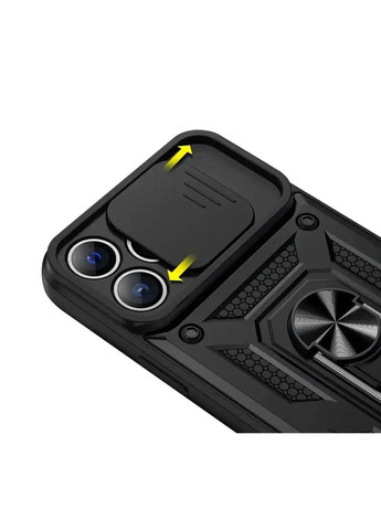 Чохол Shockproof для Apple iPhone 15 Pro Max - протиударний, з підставкою і шторкою камери - Black Primo (369608617)