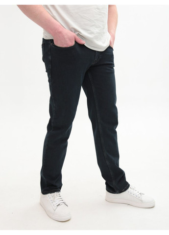 Темно-синие демисезонные прямые джинсы мужские сине-коричневые прямые со стрейчем без потертостей Пряма ARCHILES