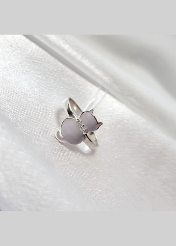 Срібна каблучка Котик з емаллю 17.5 розмір срібло 925 проби 1769 1.76г No Brand (306742622)