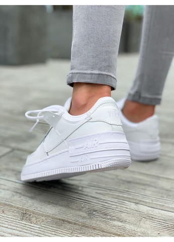 КРОССОВКИ ЖЕНСКИЕ NIKE AIR FORCE 1 SHADOW WHITE 1 НАЙК АИР ФОРС 1 ПРЕМИУМ No Brand белые демисезоны (369391447)