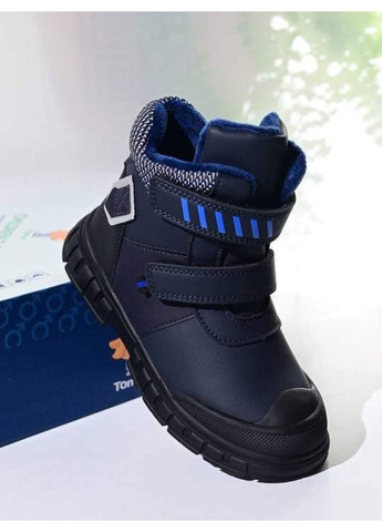 Осенние ботинки детские на флисе синие Tom.M на липучке