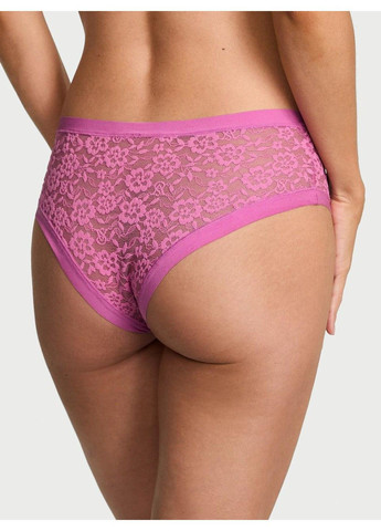 Трусики-чіки жіночі безшовні з мереживом No-Show Lace Cheeky Panty персикові Victoria's Secret (330829473)