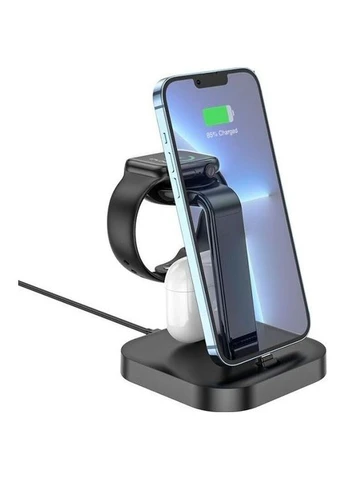 Беспроводное зарядное устройство Graceful Magsafe 3in1 Wireless Fast Charger 15W CW43 Black [97883] Hoco (400982860)