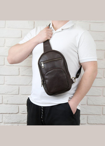 Сумка слінг чоловіча з натуральної шкіри Флотар із підкладкою. Коричнева No Brand (326600581)