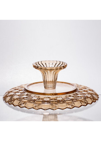 Скляна фруктівниця на ніжці коричнева 29 см кругла ваза для сервірування фруктів солодощів цукерниця Yiwu (370432194)