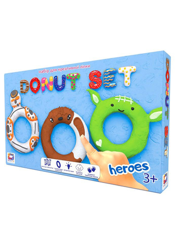 Набір для креативного ліплення TM Donut Set HEROES легкий стрибаючий пластилін - РУС 70089 Moon Light Clay (305232091)