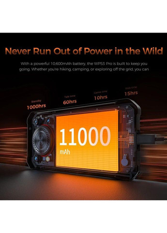 Смартфон WP53 Pro 8/256GB Black 11000 mAh, NFC +потужний ліхтарик Oukitel (349815788)