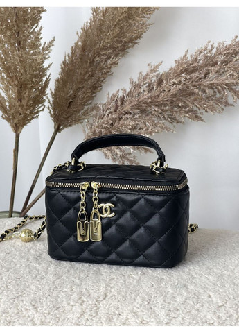 Сумка жіноча клатч Chanel Classic Black Lambskin класична бочка Шанель Чорна саквояж No Brand (367610514)