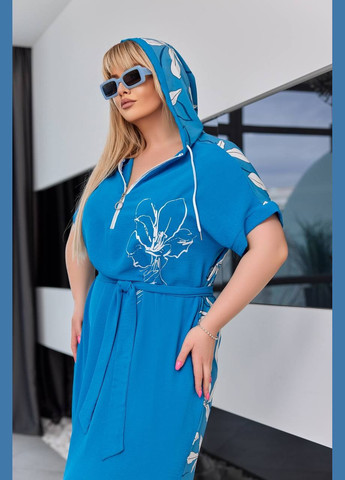 Бирюзовое женское платье с поясом цвет бирюзовый р.50/52 453801 New Trend