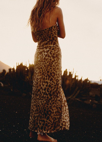 Коричнева повсякденний сукня Zara леопардовий