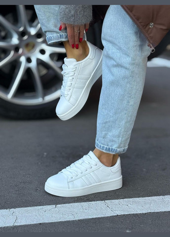 Білі жіночі кросівки білі на платформі еко-шкіра No Brand