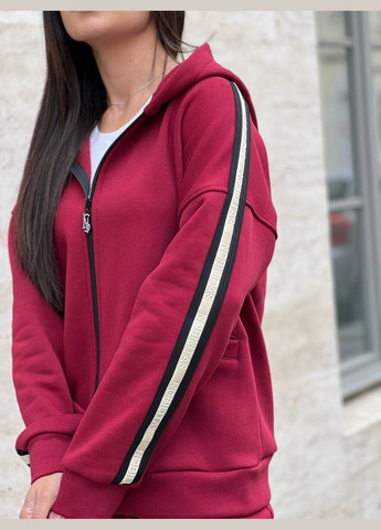 Женский теплый костюм со змейкой бордового цвета 25641 No Brand (323643489)