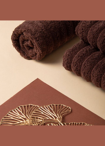 IDEIA рушник махровий банний 70х130 хвиля щільність 450 г/м2 бавовна шоколад коричневий виробництво - Узбекистан
