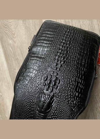 Мужская сумка бананка эко кожа под рептилию Черный No Brand (301212045)