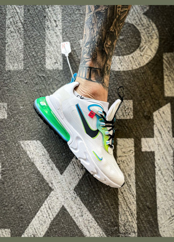 Белые всесезонные кроссовки мужские nike air max 270 react white green | найк аир макс 270 реакт белые зеленые No Brand