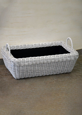 Корзина прямоугольная для дров (дровница) плетенная из искусственного ротанга ручной работы. Цвет Белая береза. 45 литров Handmade (327878873)