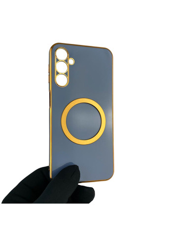 Чехол для Galaxy A24 SM-A245F с кольцом MagSafe с золотой окантовкой на самсунг а24 синий gs1 Samsung (366228903)