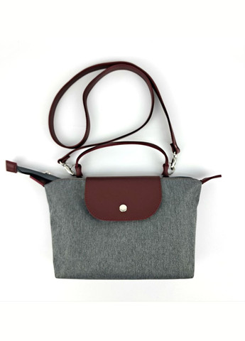 Сумка женская серая/бордовая средняя кросс-боди легкая универсальная на каждый день No Brand (322069208)