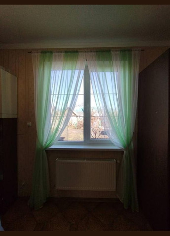 Тюль вуаль на тесьме готовый на окно два цвета Белый, Салатовый, Комплект 2 шт. (1 шт.) 220*260 см) с подхватами Hanna (322456321)