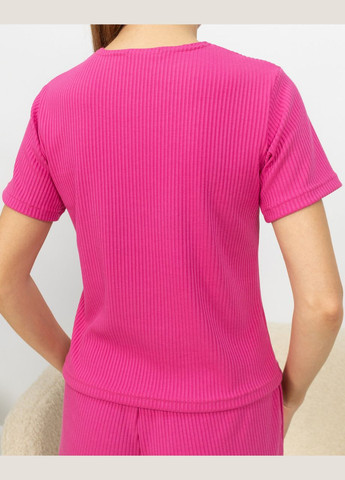 Малиновая всесезон пижама женская из рубчика футболка и штаны малиновый Maybel