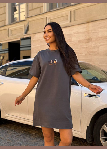 Графітова повсякденний жіноча сукня-футболка Україна мультикам