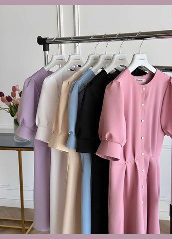 Бежевое праздничный, коктейльное, повседневный, кэжуал, вечернее женское нежное розовое платье с пуговицами в стиле олд мани, old money Україна однотонное