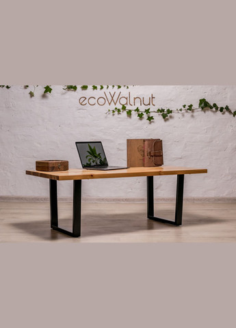 Кавовий стіл із прямокутними краями L (сосна) Обідній стіл з металевими ніжками EcoWalnut (294613516)