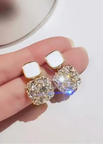 Женские серьги гвоздики квадратные с камушками Fashion Jewelry (373178717)