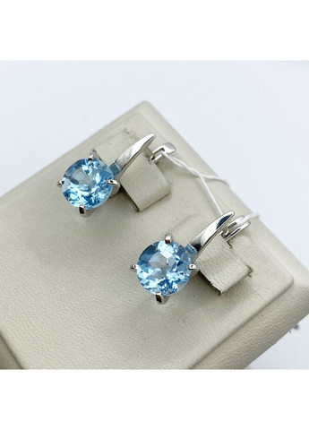 Сережки срібні з блакитним топазом 5.35 г No Brand (369736806)