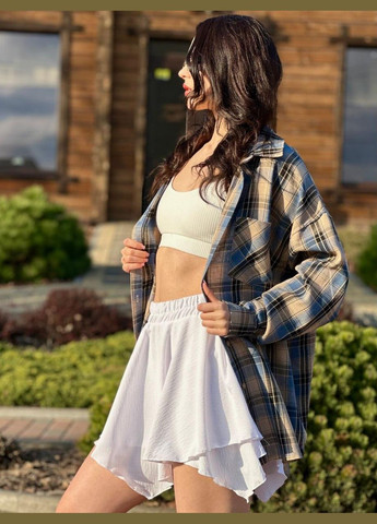 Жіноча сорочка в клітинку Блакитна/Капучино Maybel (327415297)