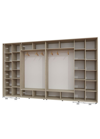 Шафа-купе чотиридверна 420*60*220 см Дуб Шамоні світлий 4 двері ДСП ШК-02 Алекса (360474596)