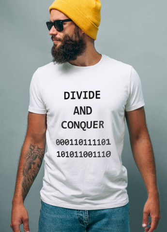 Белая футболка белая мужская "divide and conquer" Ctrl+