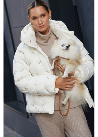 Молочная зимняя молочная куртка с декоративной вышивкой Seventeen