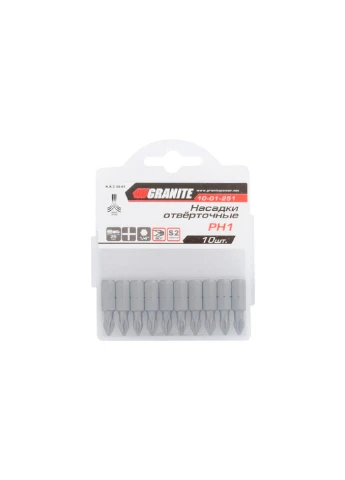 Бита отверточная насадка крестообразная Granite PH1 х 25 мм (в упаковке 10 шт.) Mastertool (388520152)